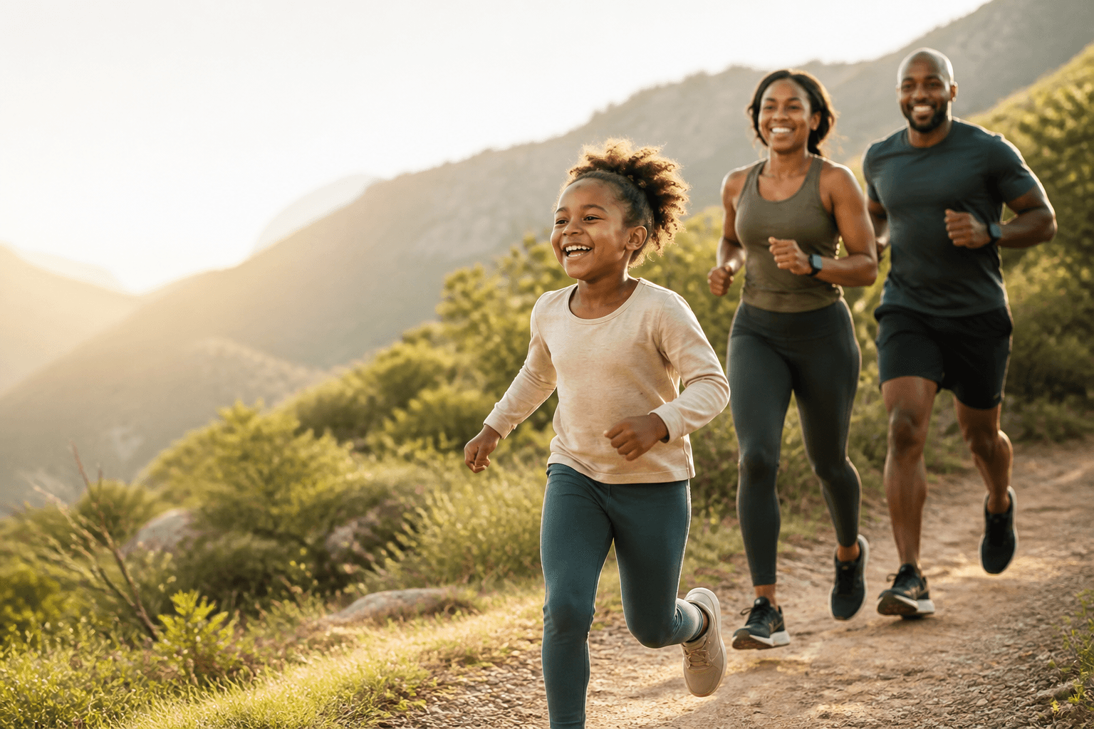A South African family enjoying an active morning together